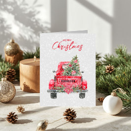Prettig Kerstmis Landelijke Rode Truck Kerstkaart Feestdagen Kaart