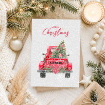 Prettig Kerstmis Landelijke Rode Truck Plat Kerstk
