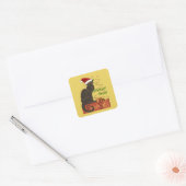 Prettig Kerstmis Le Chat Noir Kerstparodie Vierkante Sticker (Envelop)
