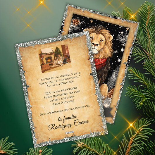 Prettig Kerstmis León Vrede op Aarde Gezinsfoto Feestdagenkaart