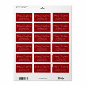 Prettig Kerstmis leuk script donkerrood retouradre Etiket (Full Sheet)