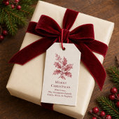 Prettig Kerstmis Loofwerk Rode Bessen Vakantie Cadeaulabel