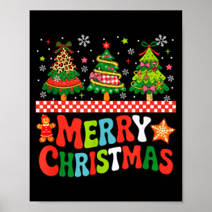 Prettig Kerstmis Luipaard Kleurrijke Kerstbomen St Poster