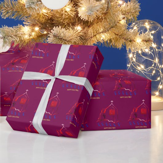 Prettig Kerstmis magenta Cadeaupapier (Feestdagen)