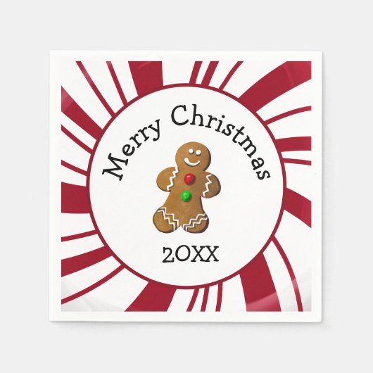 Prettig Kerstmis Man van Peperkoek Servet (Voorkant)