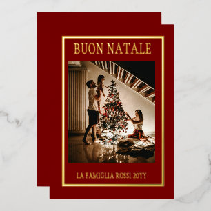 Prettig Kerstmis Maroon & Goud Eenvoudige Moderne  Folie Feestdagenkaart