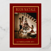 Prettig Kerstmis Maroon & Goud Eenvoudige Moderne Folie Feestdagenkaart (Voorkant)