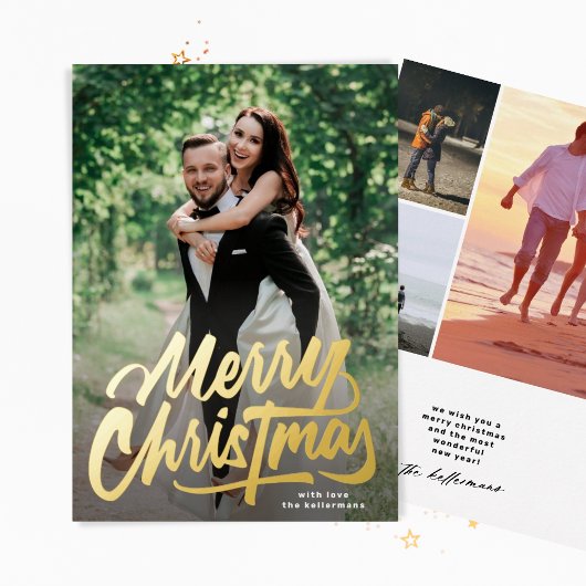 Prettig Kerstmis met de hand geschreven foto colla Folie Feestdagenkaart