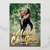 Prettig Kerstmis met de hand geschreven foto colla Folie Feestdagenkaart (Voorkant)