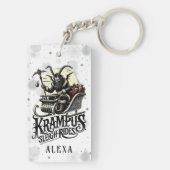 Prettig Kerstmis met Krampus Kerst Sleighritten Sleutelhanger (achterkant)