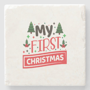 Prettig Kerstmis Mijn Eerste Kerstmis Stenen Onderzetter