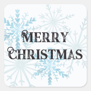 Prettig Kerstmis Minimalistische Sneeuwvlok Lichtb Vierkante Sticker