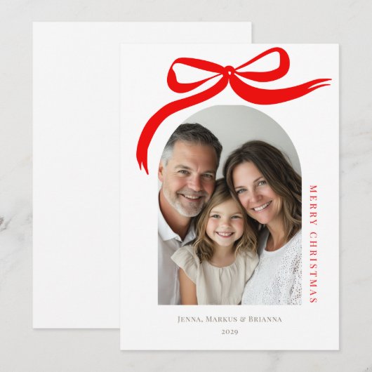 Prettig Kerstmis Modern Boog Vakantiedesign Feestdagenkaart (Voorkant / Achterkant)