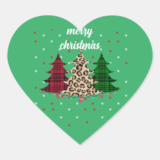 Prettig Kerstmis Modern & Elegant Hart Sticker (Voorkant)