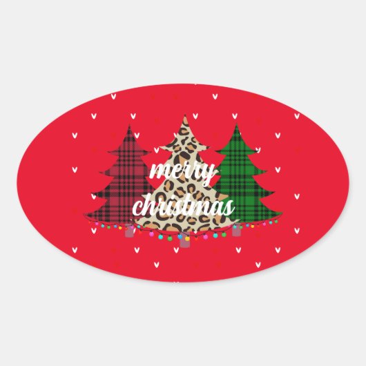 Prettig Kerstmis Modern & Elegant Ovale Sticker (Voorkant)