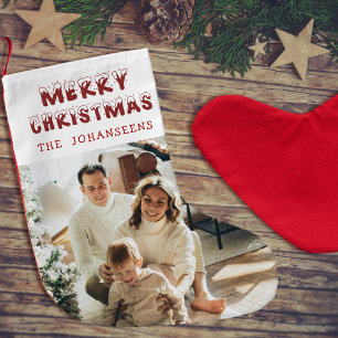 Prettig Kerstmis Modern Familie Foto Aandenken Roo Kleine Kerstsok