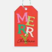 Prettig Kerstmis Modern Helder Vakantie Cadeaulabel (Voorkant)