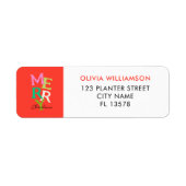 Prettig Kerstmis Modern Helder Vakantie Etiket (Voorkant)