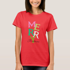 Prettig Kerstmis Modern Helder Vakantie T-shirt