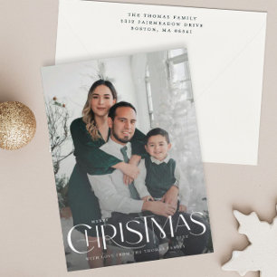 Prettig Kerstmis Modern Portret Volledige Aansluit Feestdagenkaart