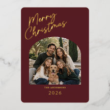 Prettig Kerstmis Modern Rood en Goud Folie