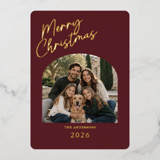 Prettig Kerstmis Modern Rood en Goud Folie Uitnodiging