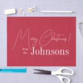 Prettig Kerstmis Modern Rood Gepersonaliseerd Tissuepapier (Craft)