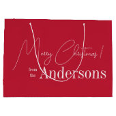 Prettig Kerstmis Modern Rood Groot Cadeauzakje (Achterkant)