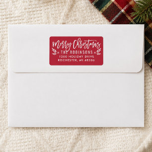 Prettig Kerstmis Modern Rood Retouradres Etiket