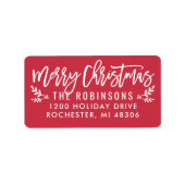 Prettig Kerstmis Modern Rood Retouradres Etiket (Voorkant)