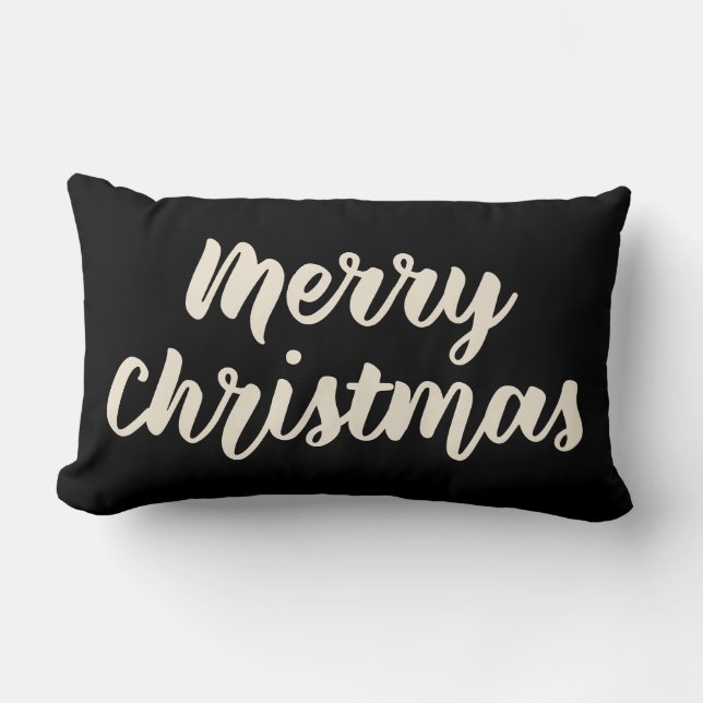 Prettig Kerstmis Modern Rustiek Eenvoudig Schrift  Kussen (Voorkant)