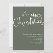 Prettig Kerstmis Modern Script Saliegroen Kaart (Voorkant)