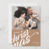 Prettig Kerstmis Moderne Aangepaste Bericht 2-Foto Feestdagenkaart (Voorkant)