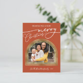 Prettig Kerstmis Moderne Calligraphy Boog Frame Feestdagenkaart (Staand voorkant)