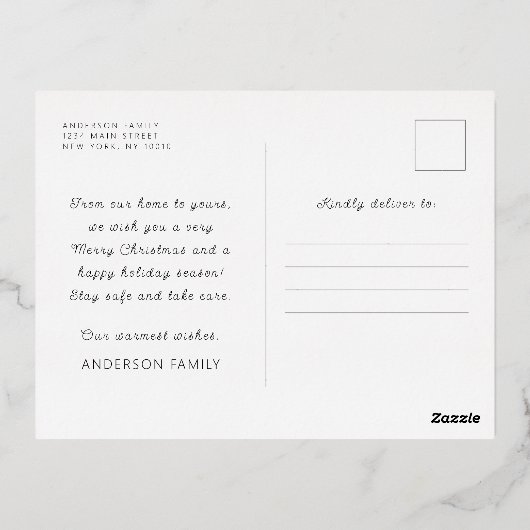 Prettig Kerstmis Moderne Eenvoudige Typografie Folie Feestdagen Briefkaart (Achterkant)