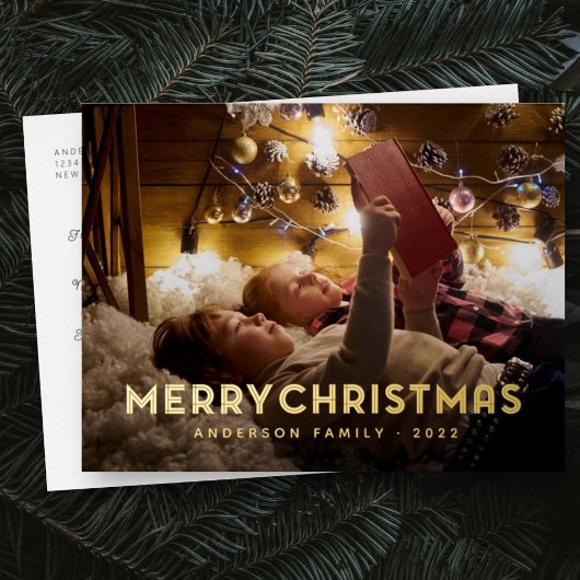 Prettig Kerstmis Moderne Eenvoudige Typografie Folie Feestdagen Briefkaart