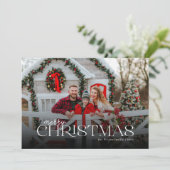 Prettig Kerstmis Moderne Typografie Volledige Foto Feestdagenkaart (Staand voorkant)
