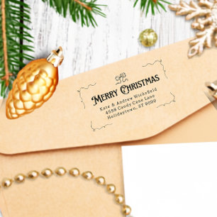 Prettig Kerstmis Mooie Boog Retouradres Rubber Rubberstempel