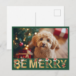 Prettig Kerstmis Mooie Huisdier Foto Feestdagenkaart