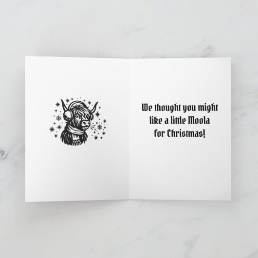 Prettig Kerstmis Moola Hoogland Koe Rood Grappig Feestdagen Kaart (Binnen)