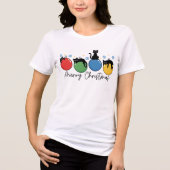 Prettig Kerstmis Moppige Kerstkatten Bellen Tri-Blend Shirt (Voorkant)