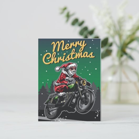 Prettig Kerstmis Motorfiets Kerstman | Feestdagen (Staand voorkant)
