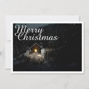 Prettig Kerstmis Mystieke Blokhut Diepe Bossen