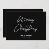 Prettig Kerstmis Nep Zilver Folie en Zwart Feestdagenkaart (Voorkant / Achterkant)