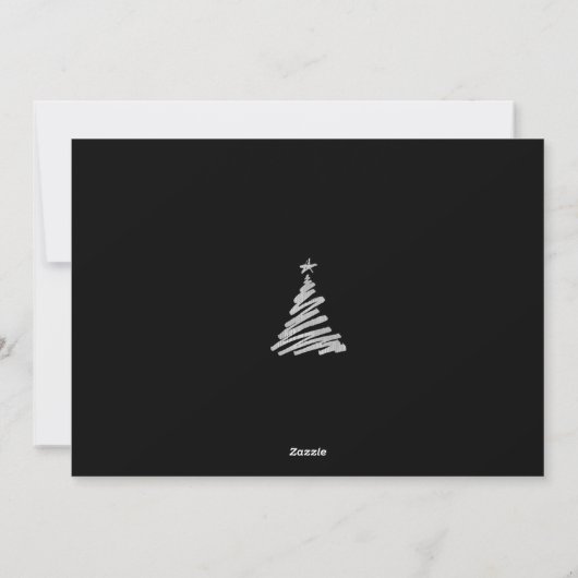 Prettig Kerstmis Nep Zilver Folie en Zwart Feestdagenkaart (Achterkant)