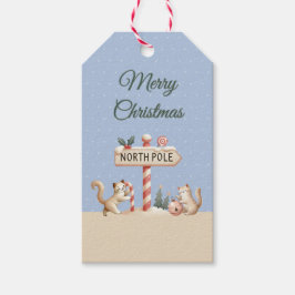Prettig Kerstmis Noordpool Mooie Katten Cadeaubijs Cadeaulabel