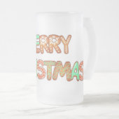 Prettig Kerstmis Ontbijtkoek Typografie Matglas Bierpul (Voorkant rechts)