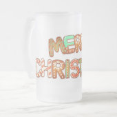 Prettig Kerstmis Ontbijtkoek Typografie Matglas Bierpul (Voorkant links)