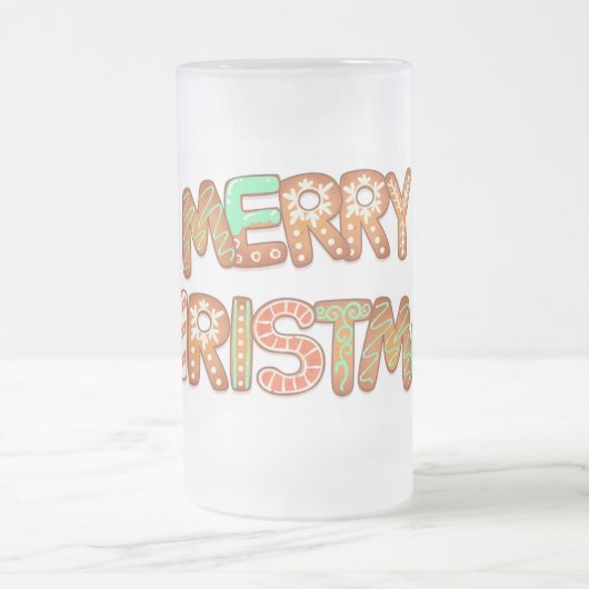 Prettig Kerstmis Ontbijtkoek Typografie Matglas Bierpul (Center)