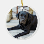 Prettig Kerstmis op maat gemaakte foto hond huisdi Keramisch Ornament (Voorkant)